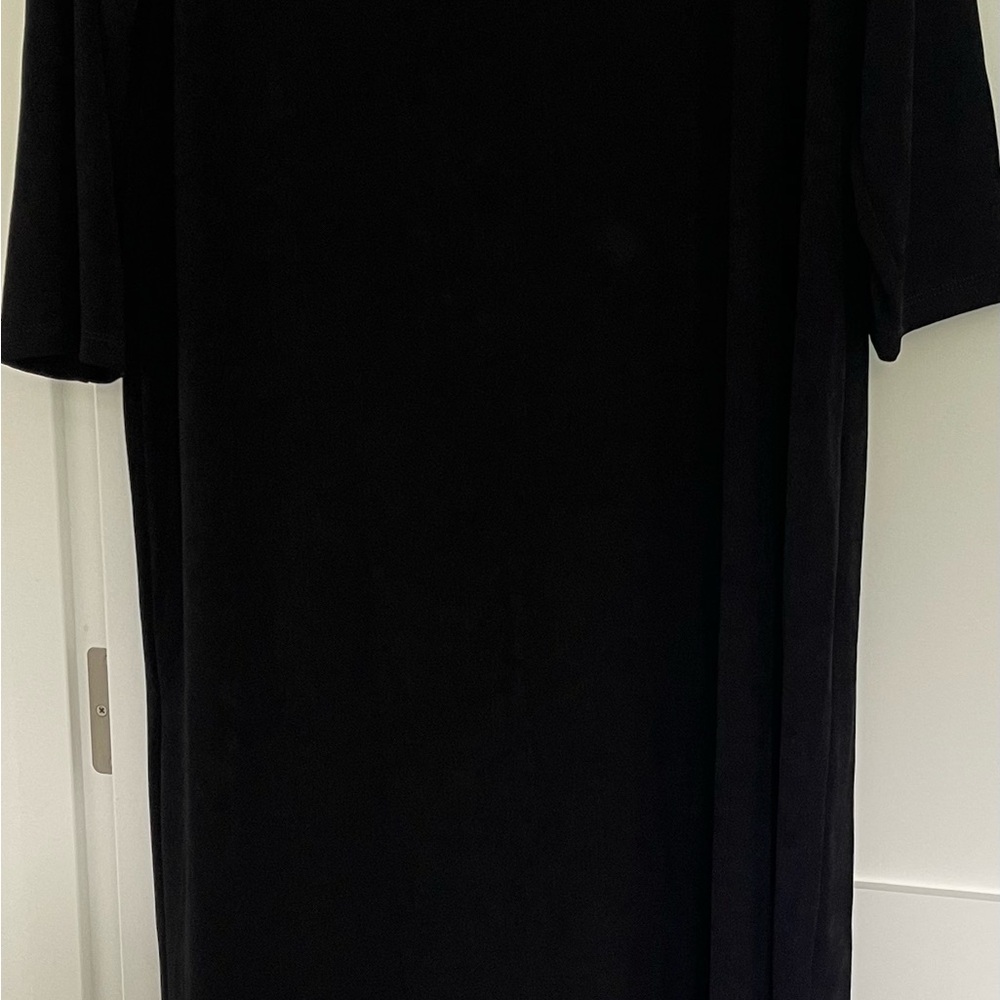 Chico's Travelers Assymetrical 3/4 Sleeve Black Dress, NWT Size 3